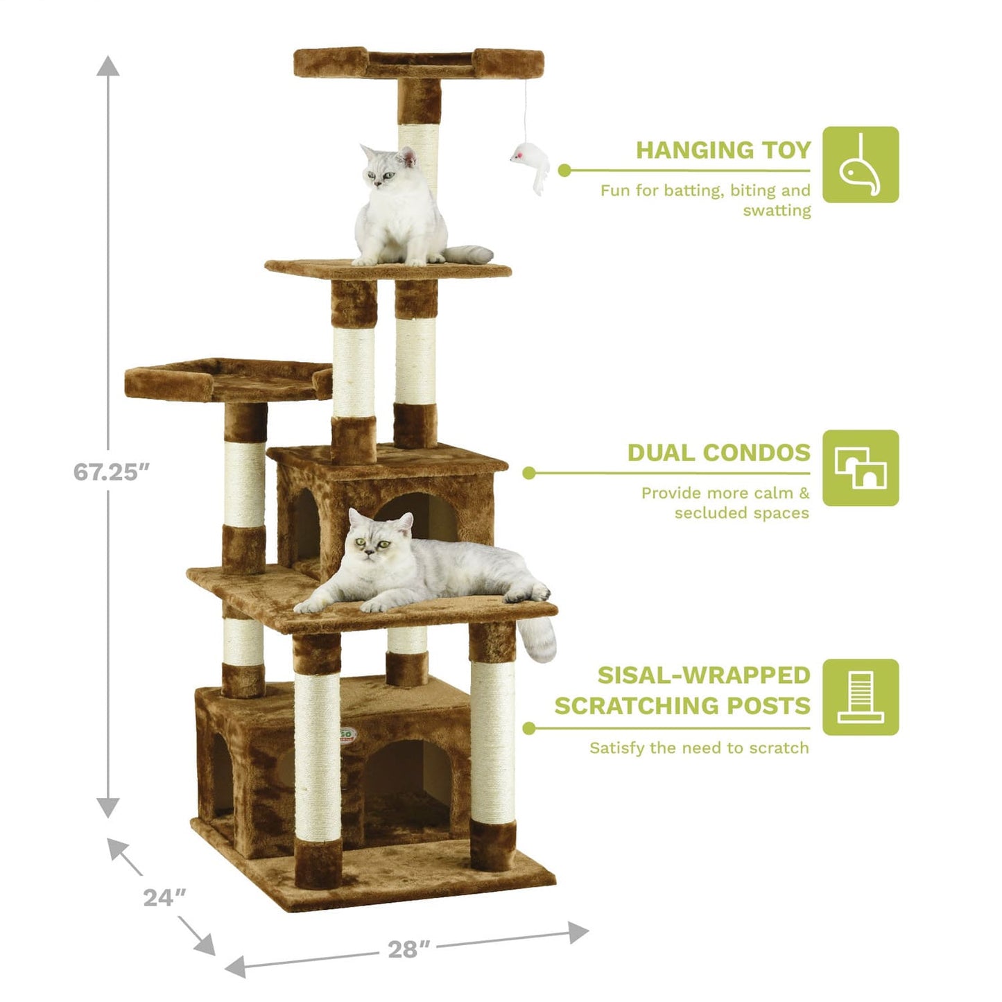 Go Pet Club 67" Cat Tree CondoOverall Size : 24"L x 28"W x 67.25"H
