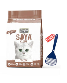 Kit Cat Soya Clump Soybean Litter - Coffee 7L - Free Scoop