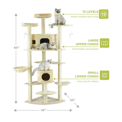 Go Pet Club 80" Cat Tree CondoOverall Size : 30"L x 45"W x 80"H