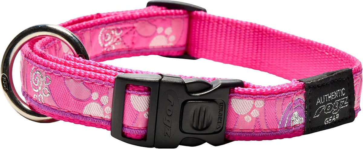 Rogz Pink Paw Dog Collar XL