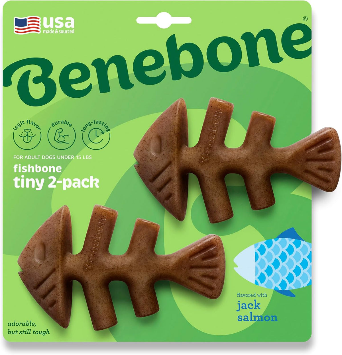 Benebone Dental Chew Fishbone Jack Salmon (Tiny)  2 pack