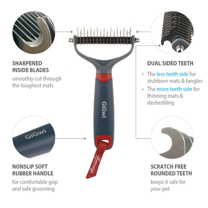 Dual Head Dematting Comb 17 Teeth for Dogs & Cats
