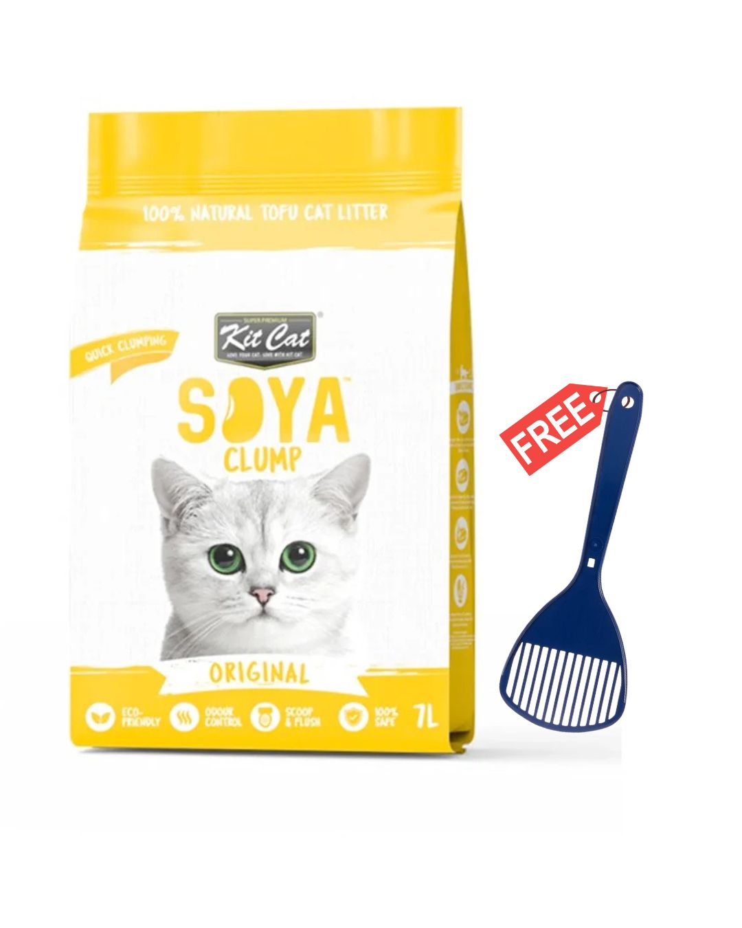 Kit Cat Soya Clump Soybean Litter - Original 7L - Free Scoop