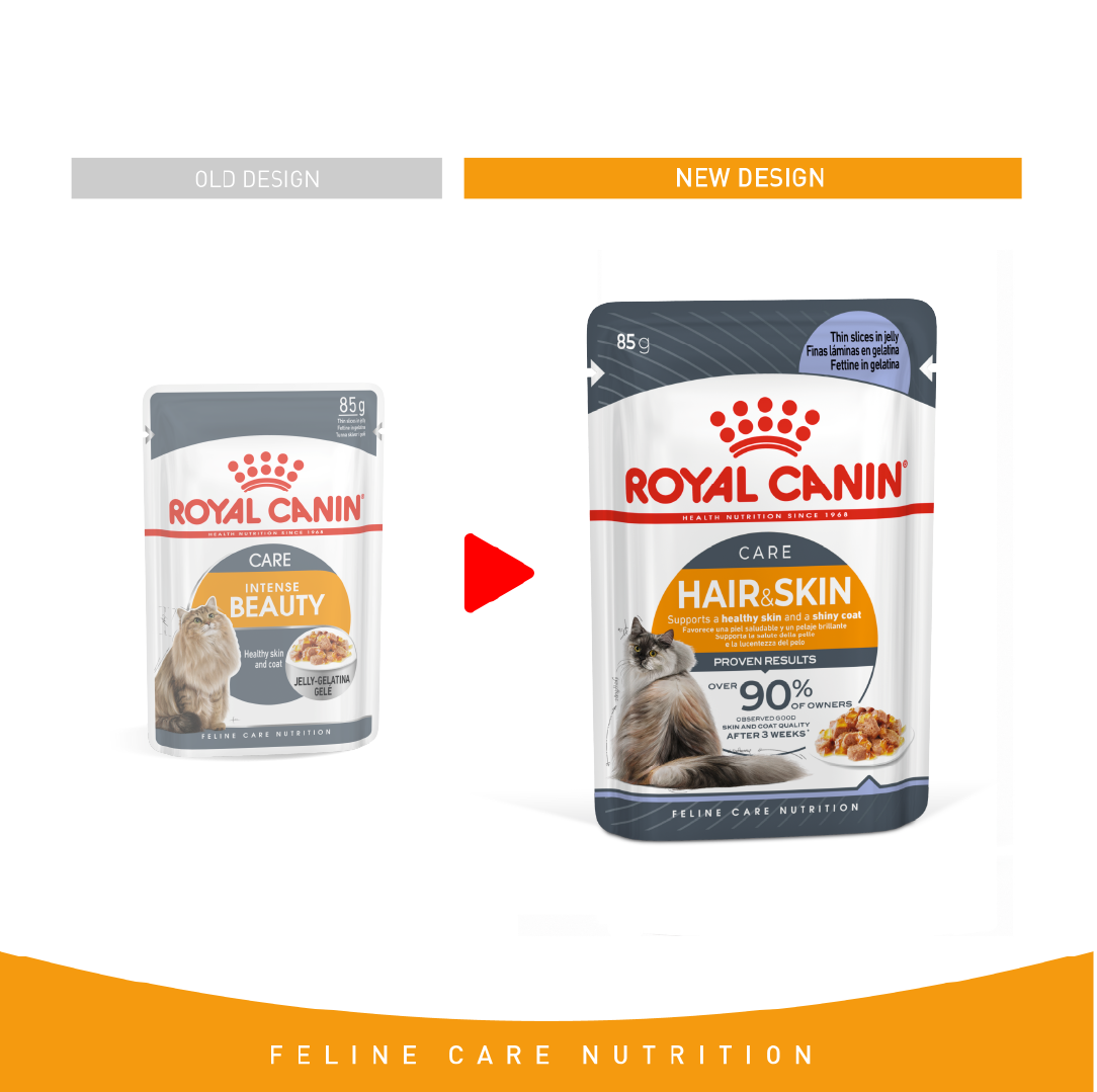 Royal Canin Feline Care Nutrition Hair & Skin Jelly (Wet Food - Pouches) 12 x 85 g