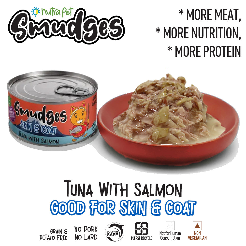 Smudges Adult Cat Tuna Flakes With Salmon in Soft Jelly 80g