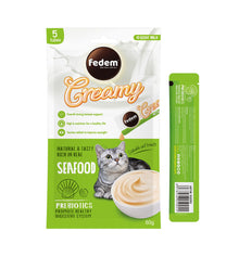 Fedem Cat Creamy Treats – Seafood Flavour with Goat Milk 60gx5pcs