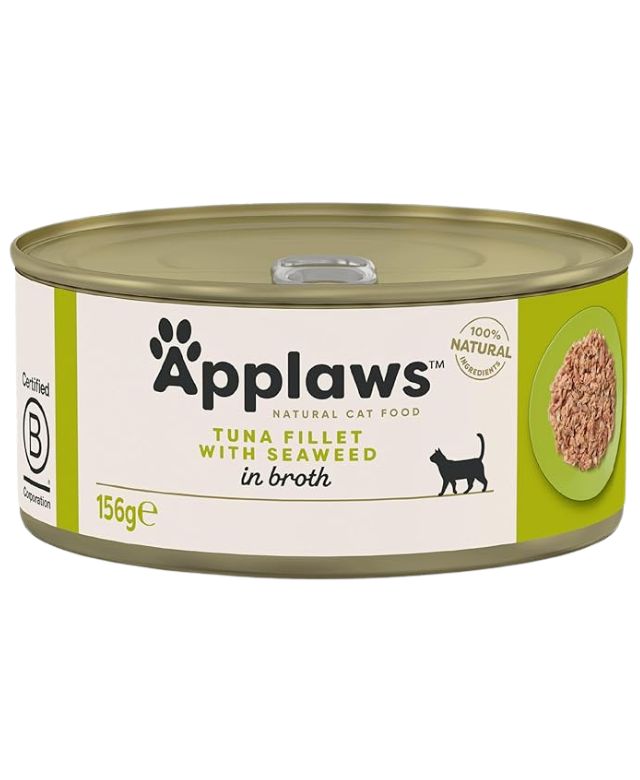 Applaws Natural Cat Food, Tuna Fillet and Seaweed Tin 156g