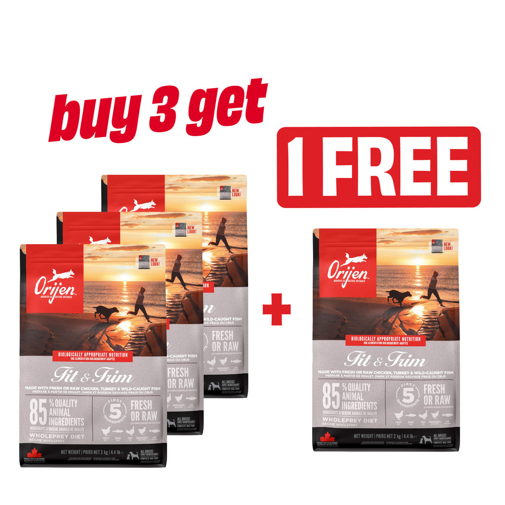 Buy 3 Get 1 Free - Orijen Fit & Trim Adult Dry Dog Food 2KG