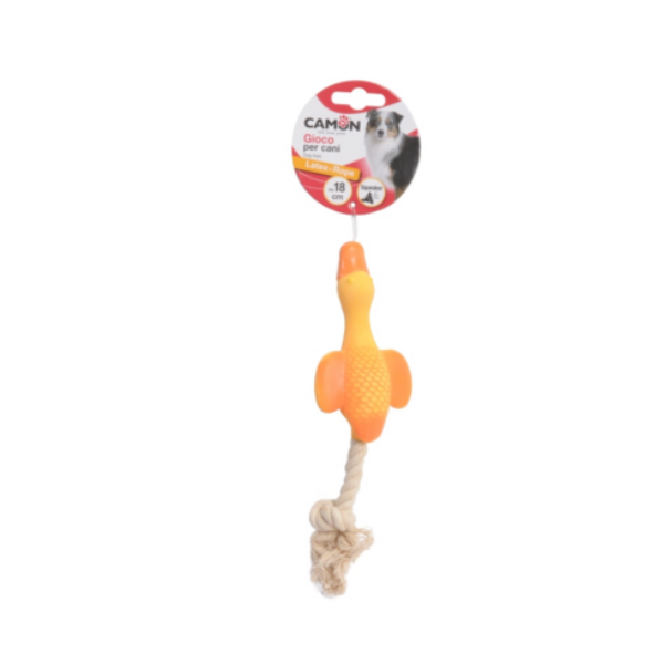 Camon Latex Dog Toy Mouse and Goose with Squeaker and Rope