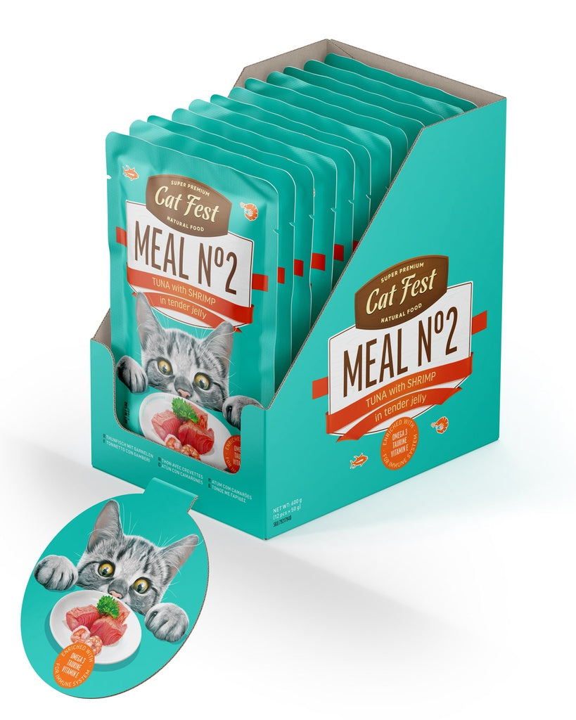 Cat Fest Meal No 2 Cat Food in Jelly-Tuna With Shrimp 12x50g 12pcs/box