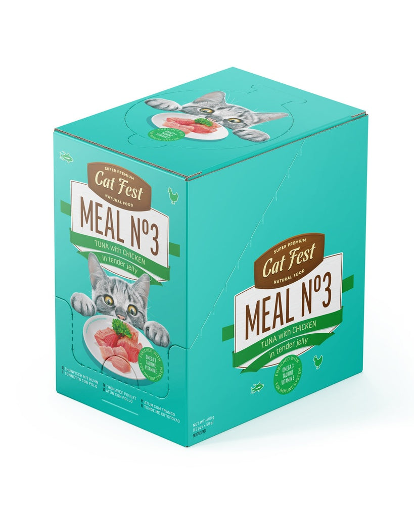 Cat Fest Meal No 3 Cat Food in Jelly-Tuna With Chicken 12x50g 12pcs/box