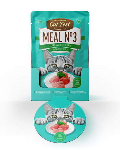 Cat Fest Meal No 3 Cat Food in Jelly-Tuna With Chicken 12x50g 12pcs/box