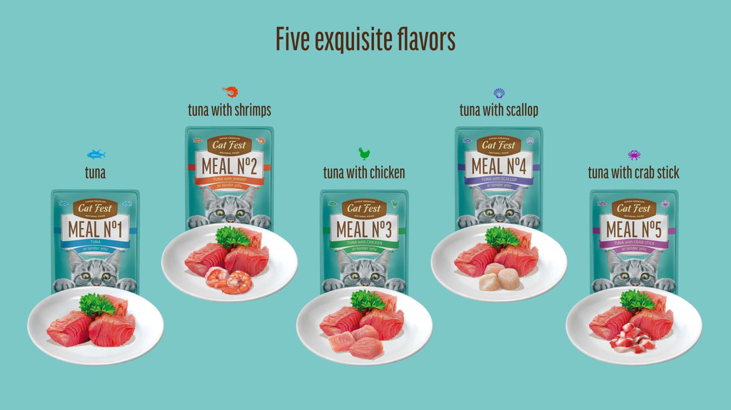 Cat Fest Meal No 5 Cat Food in Jelly-Tuna With Crab Stick 12x50g 12pcs/box