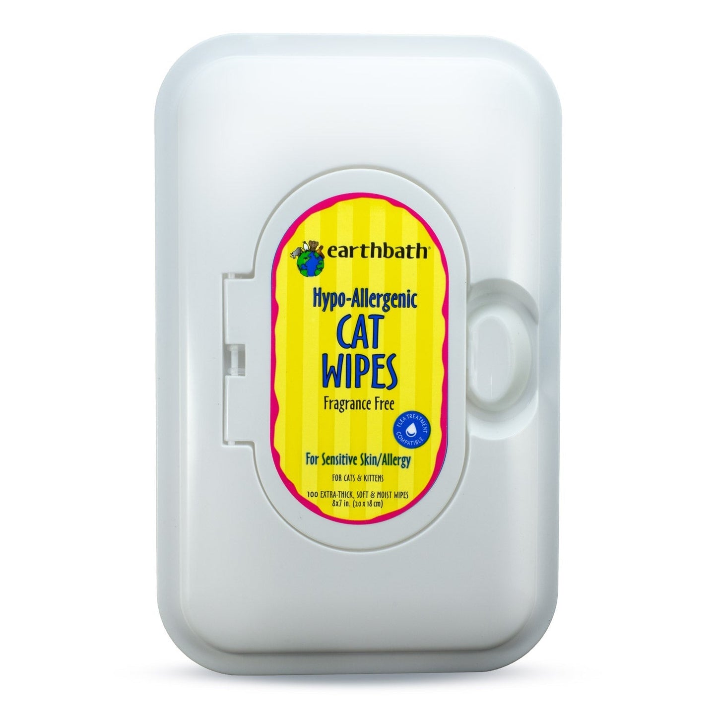 earthbath® Cat Grooming Wipes with Awapuhi, Hypo-Allergenic & Fragrance Free, Cleans & Conditions, 100 ct re-sealable container