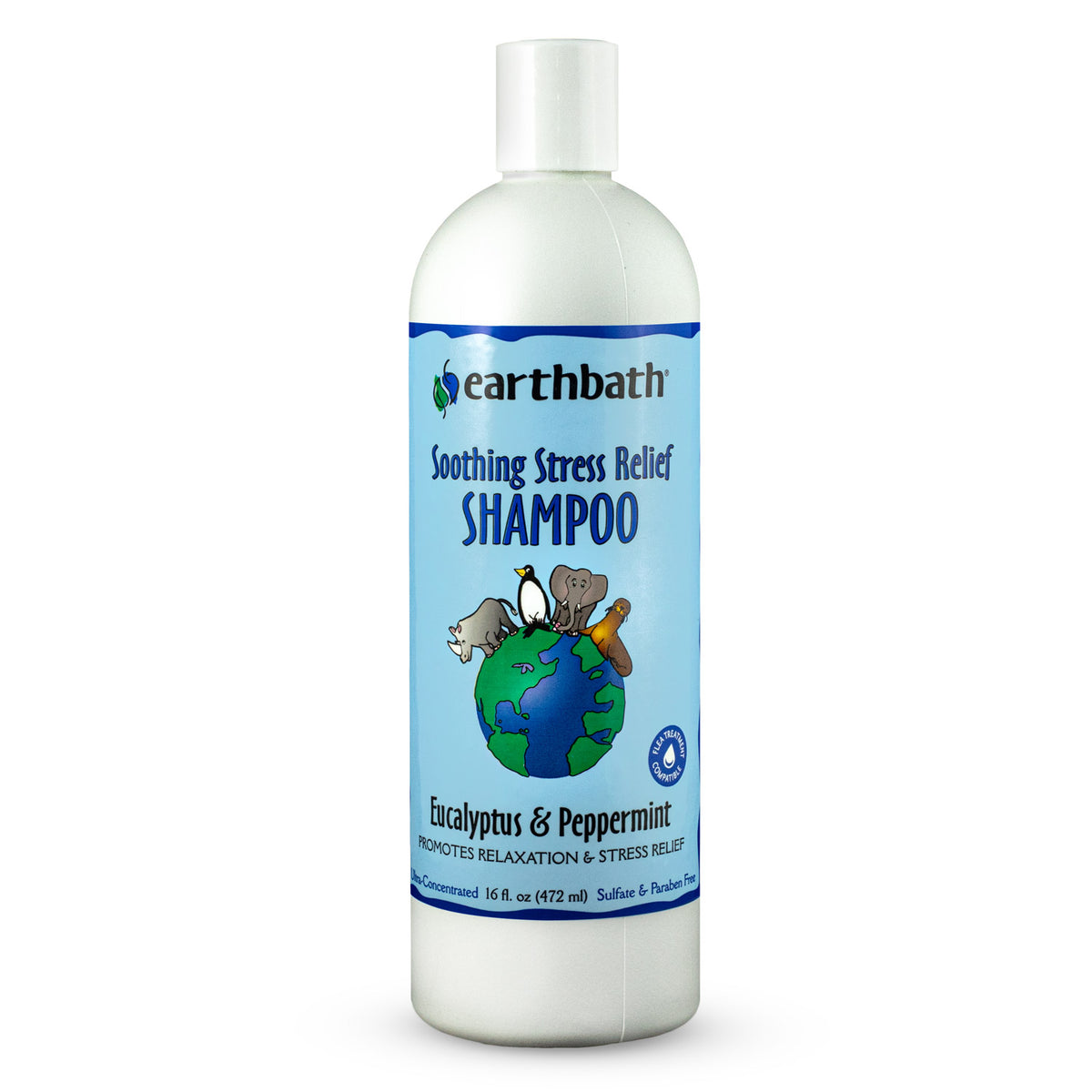 earthbath® Soothing Stress Relief Shampoo, Eucalyptus &amp; Peppermint, Promotes Relaxation &amp; Stress Relief, Made in USA, 16 oz