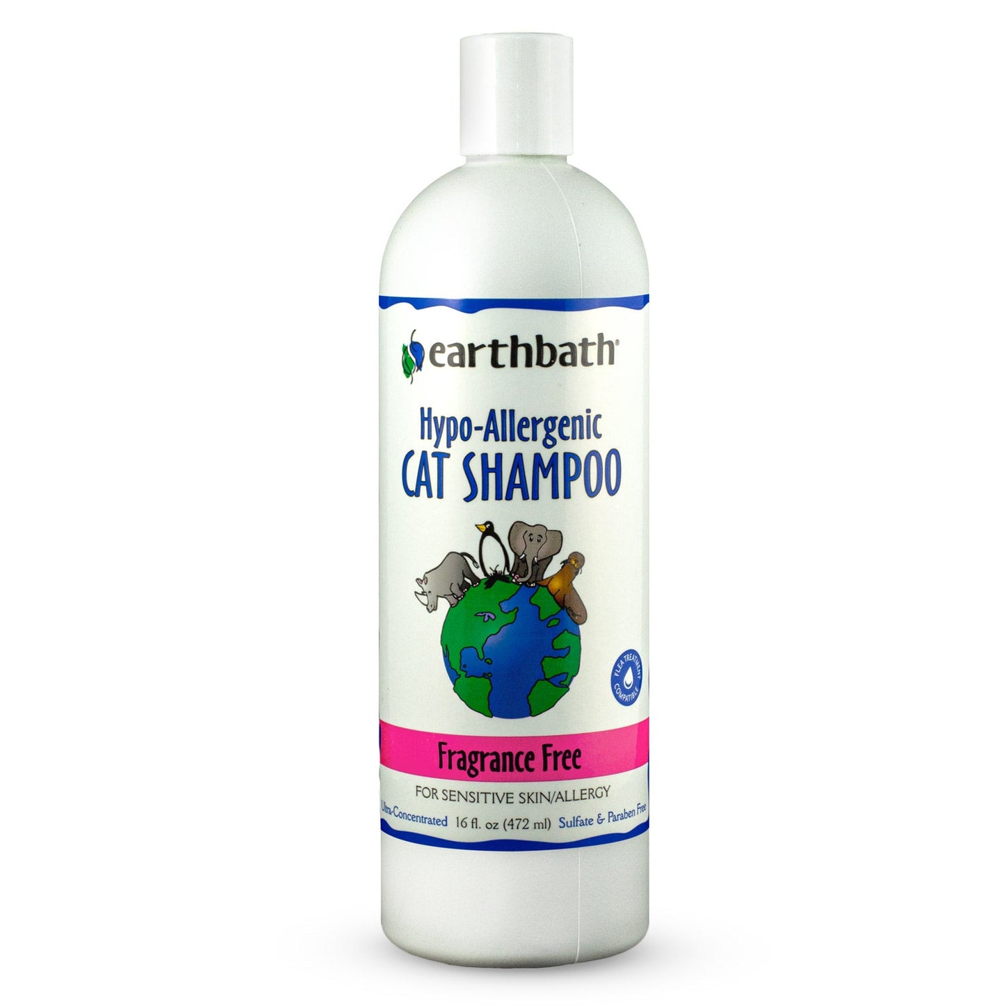 earthbathÂ® Hypo-Allergenic Cat Shampoo, Fragrance Free, for Sensitive Skin, Made in USA, 16 oz