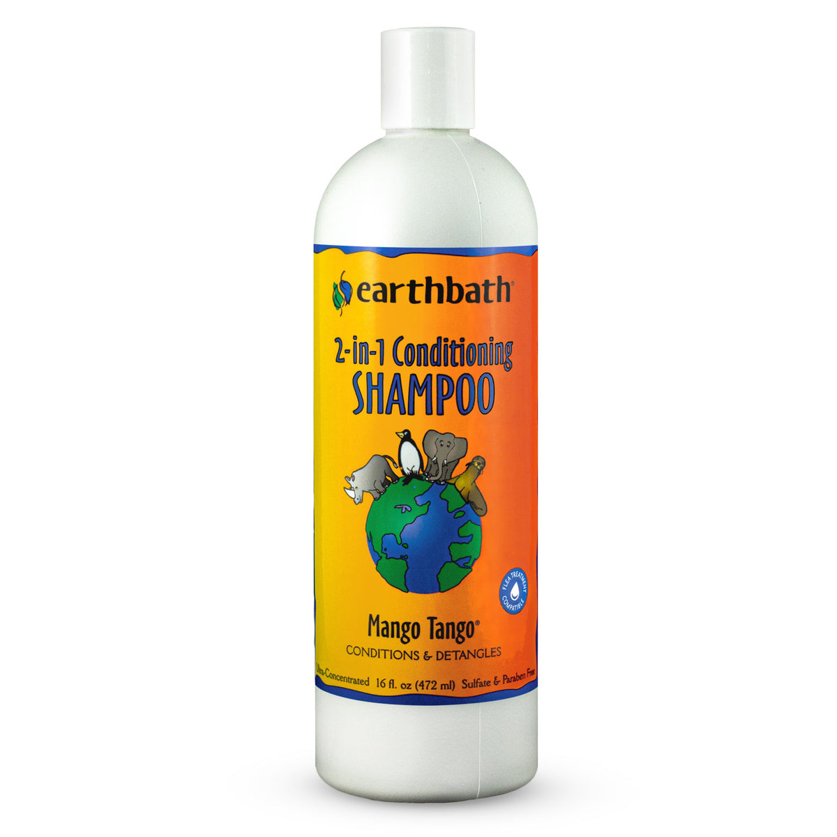 earthbath® 2-in-1 Conditioning Shampoo, Mango Tango®, Conditions &amp; Detangles, Made in USA, 16 oz