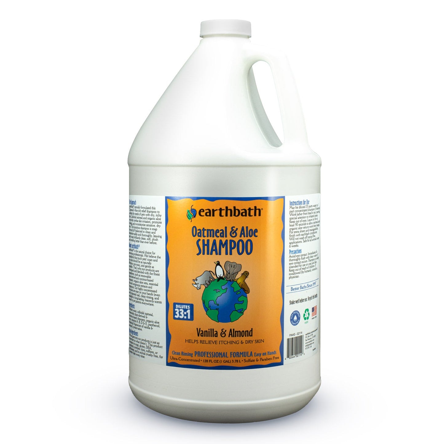 earthbathÂ® Oatmeal &amp; Aloe Shampoo, Vanilla &amp; Almond, Helps Relieve Itchy Dry Skin, Made in USA, 128 oz (1 Gallon)