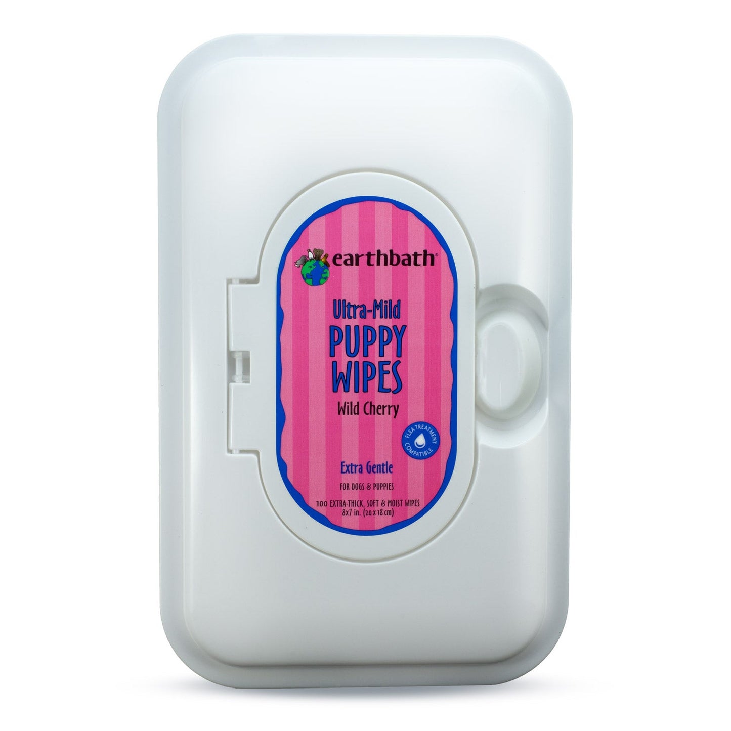 earthbathÂ® Ultra-Mild Puppy Wipes, Wild Cherry, Cleans & Conditions, 100 ct re-sealable container