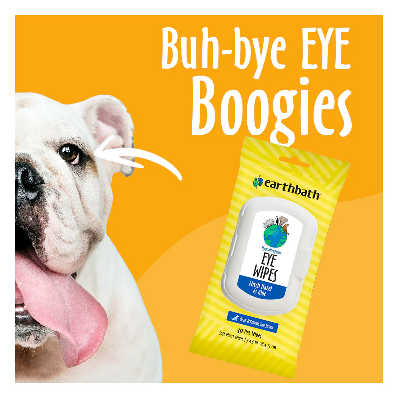 Earthbath Hypoallergenic Eye Wipes (Witch Hazel & Aloe) - 30 Wipes