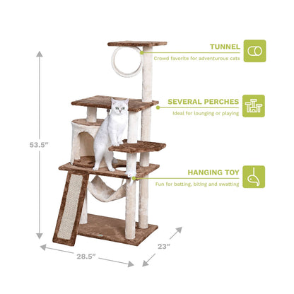 Go Pet Club 53" Kitten Cat Tree Condo with Scratching Board Overall Size : 23"L x 28.5"W x 53.5"H