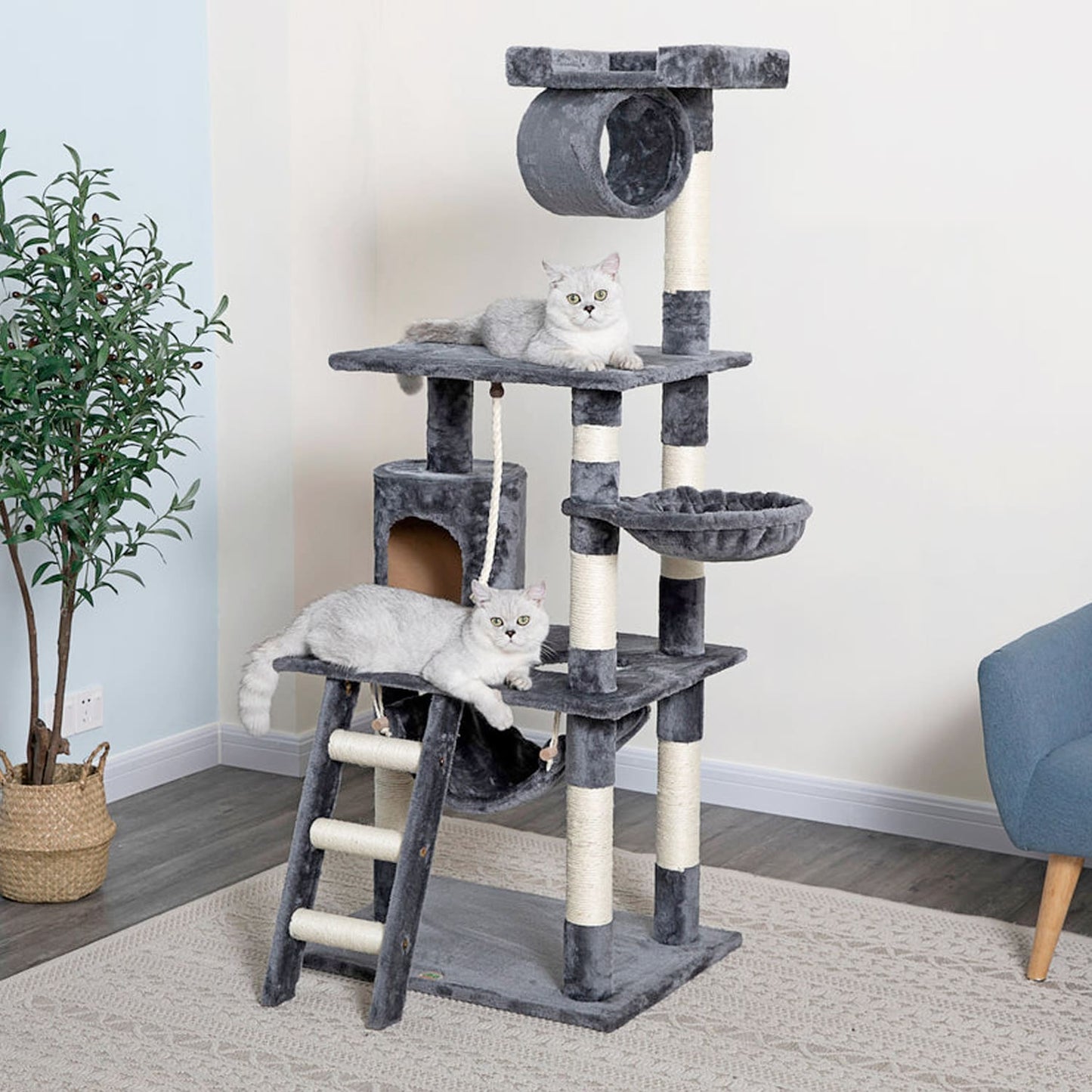 Go Pet Club 62" Classic Cat Tree with Sisal Covered PostsOverall Size : 27"L x 38"W x 62"H