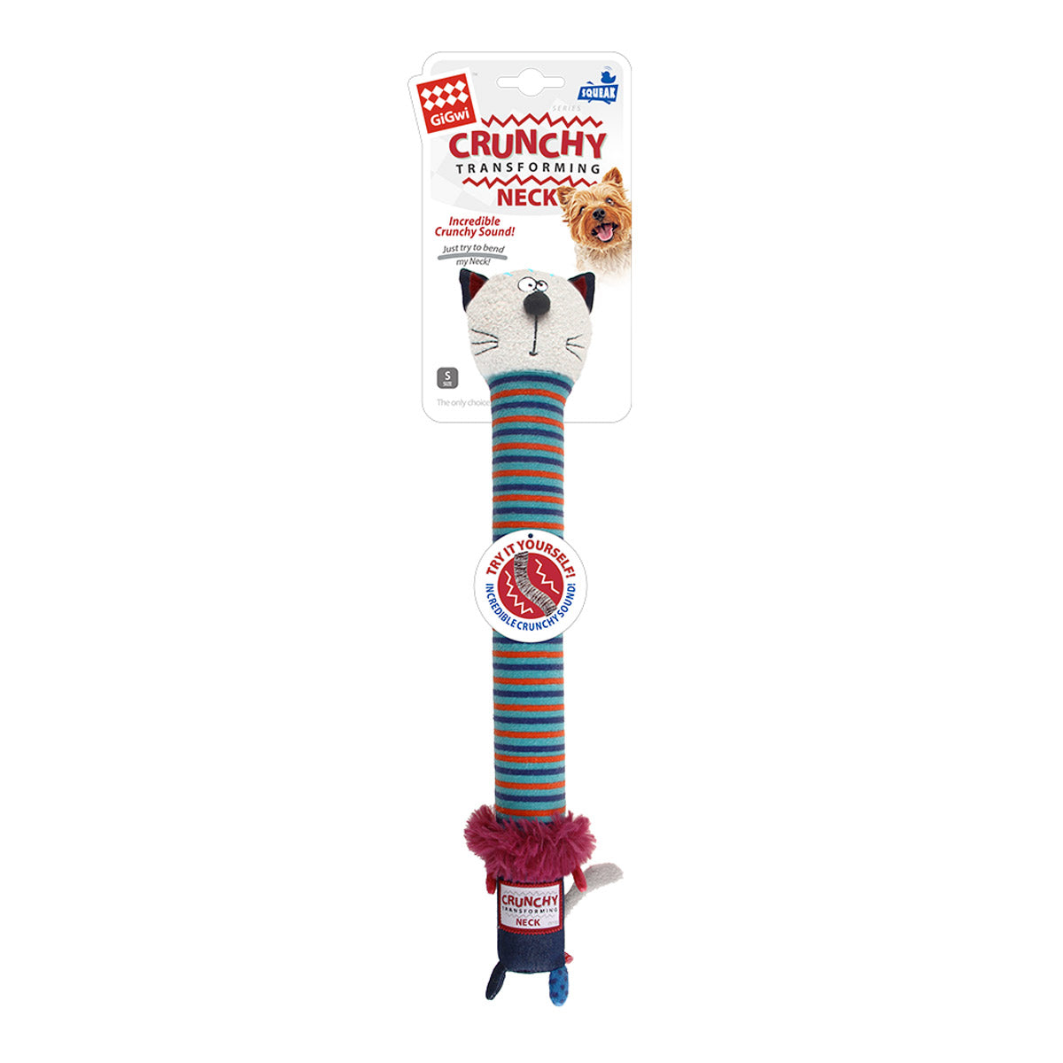 GiGwi Crunchy Neck 'Plush Friendz' Cat with Bone &amp; Squeaker - Small