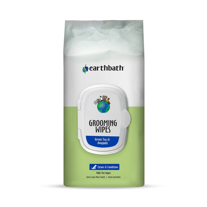 earthbath® Grooming Wipes, Green Tea &amp; Awapuhi, 100 ct