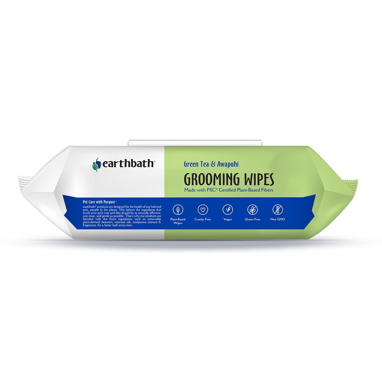 earthbathÂ® Grooming Wipes, Green Tea &amp; Awapuhi, 100 ct