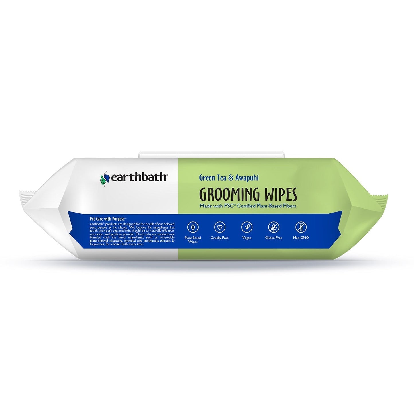 earthbath® Grooming Wipes, Green Tea &amp; Awapuhi, 100 ct