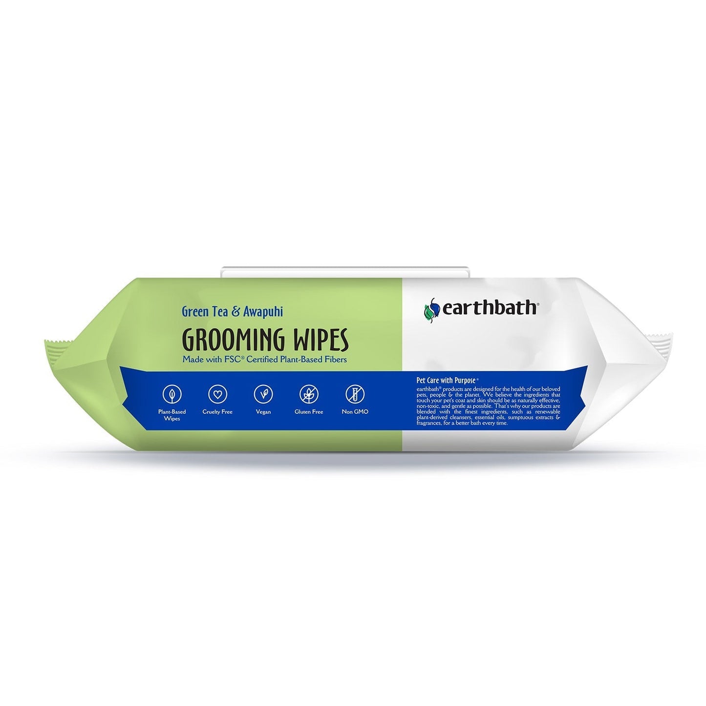 earthbath® Grooming Wipes, Green Tea &amp; Awapuhi, 100 ct