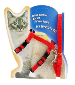 Pets club adjustable cat leash with harness- red