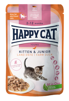 Happy Cat MIS Kitten & Junior Farm Duck 85 g