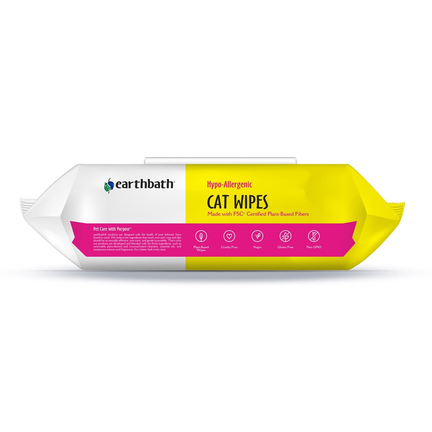 earthbathÂ® Hypo-Allergenic Cat Grooming Wipes, Fragrance Free, Cleans & Conditions, 100 ct plant-based wipes in re-sealable pouch
