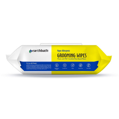 earthbath® Hypo-Allergenic Grooming Wipes, Fragrance Free, Cleans &amp; Conditions, 100 ct plant-based wipes in re-sealable pouch