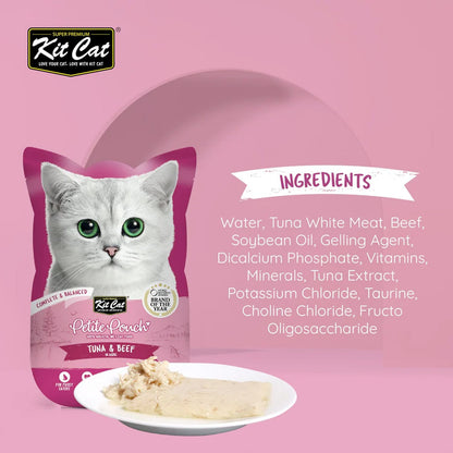 Kit Cat Petite Pouch 70g - Tuna &amp; Beef (1 Box -24pcs)