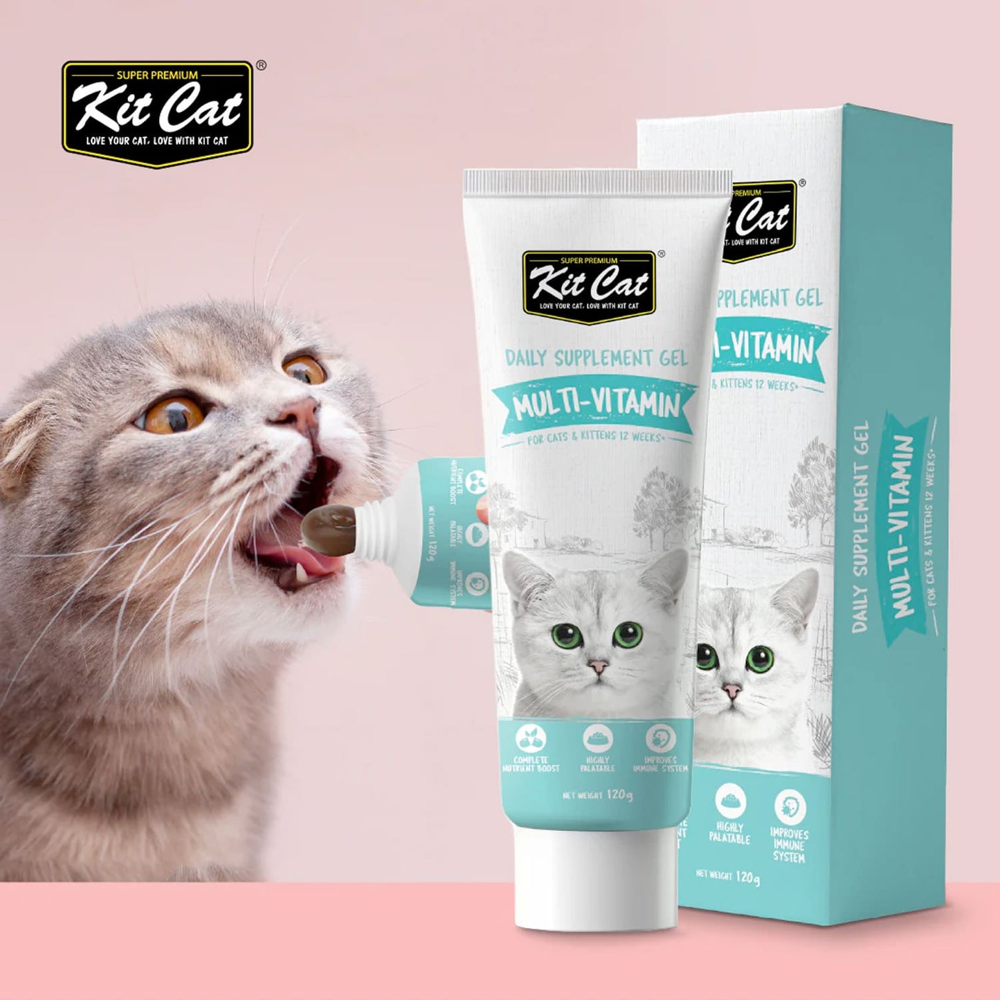 Kit Cat Daily Nutritional Supplement Gel For Cats &amp; Kittens - Multi-Vitamin (120g)