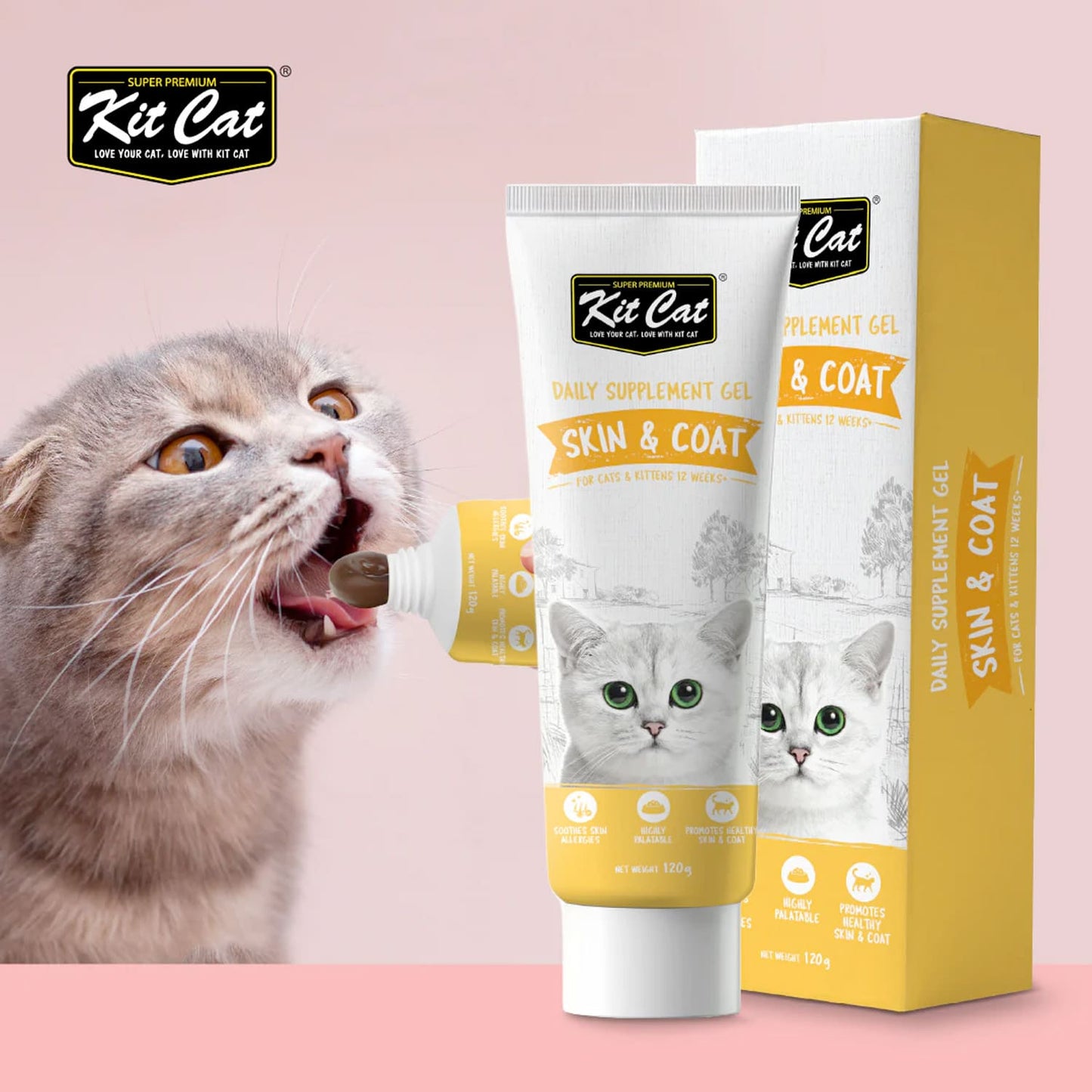Kit Cat Daily Nutritional Supplement Gel For Cats &amp; Kittens - Skin &amp; Coat (120g)