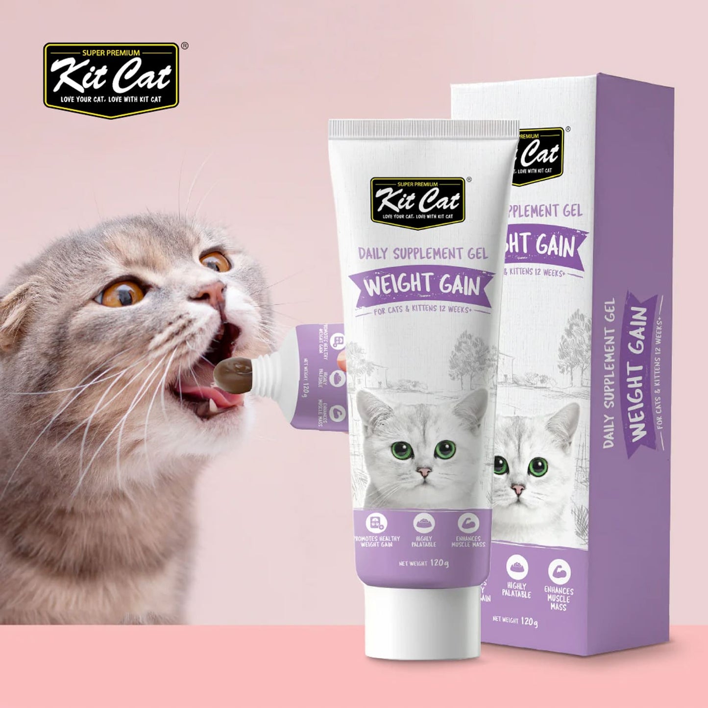 Kit Cat Daily Nutritional Supplement Gel For Cats &amp; Kittens- Weight Gain (120g)