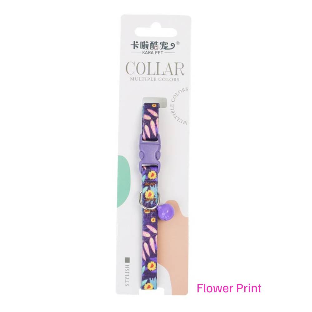 Cozy Paws Safe Cat Collar With Bell-25cm-Flower Print