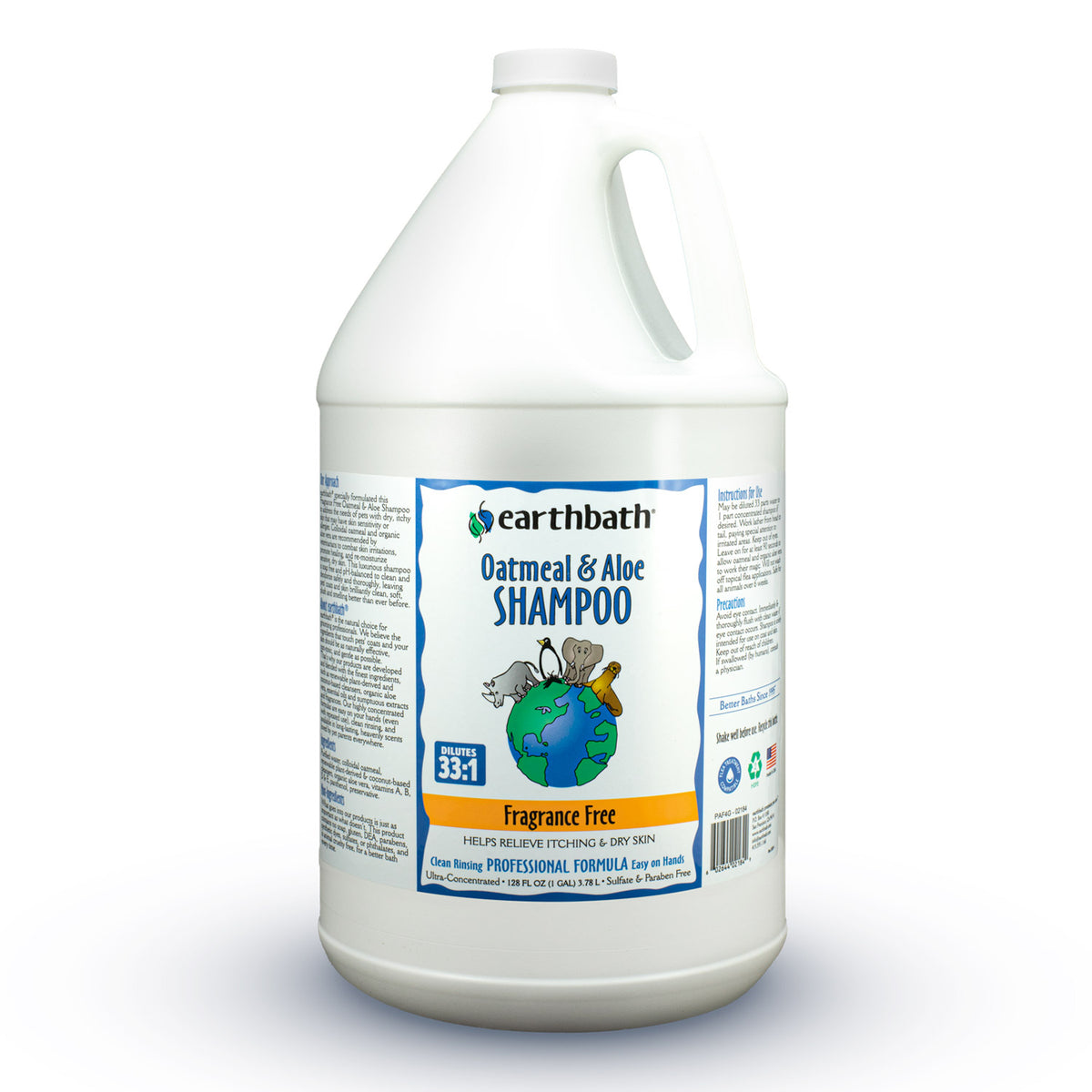earthbath® Oatmeal & Aloe Shampoo - Fragrance Free, Made in USA, 128 oz (1 Gallon )