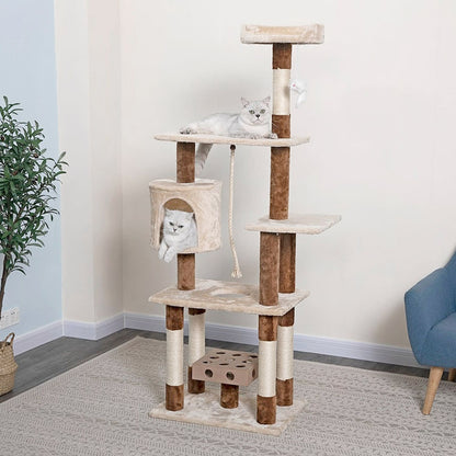 Go Pet Club 67" IQ Busy Box Cat Tree Condo with Sisal Covered Scratching Posts Overall Size : 16.25”L x 30”W x 67”H