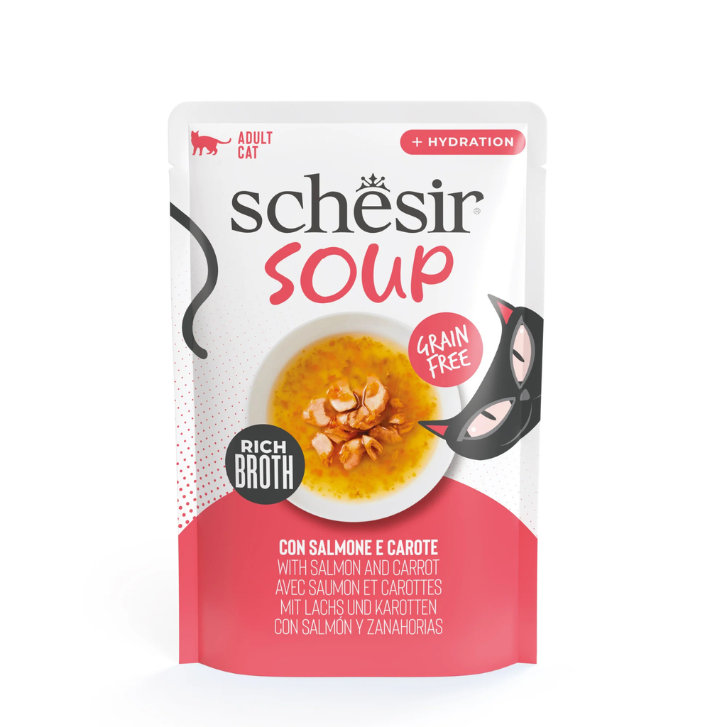 Schesir Wet Cat Food with Wild Pink Salmon & Carrots in Soup 85G