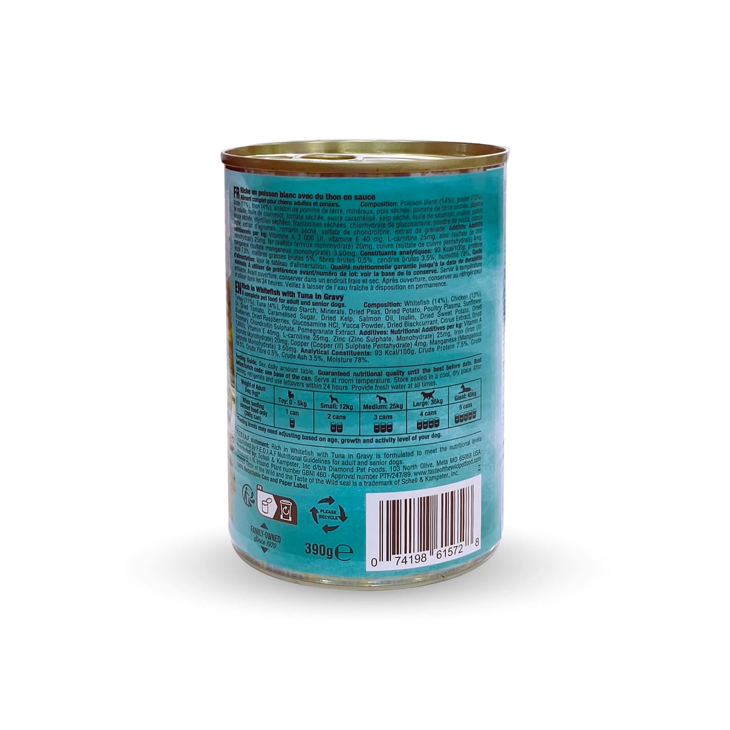Taste of the Wild Rich in White Fish with Tuna in Gravy for Adult and Senior Dogs – 390g