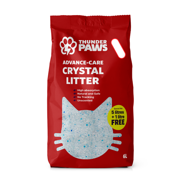 Thunder Paws Advance Care Crystal Unscented Cat Litter 5+1 Litre FREE (6L)