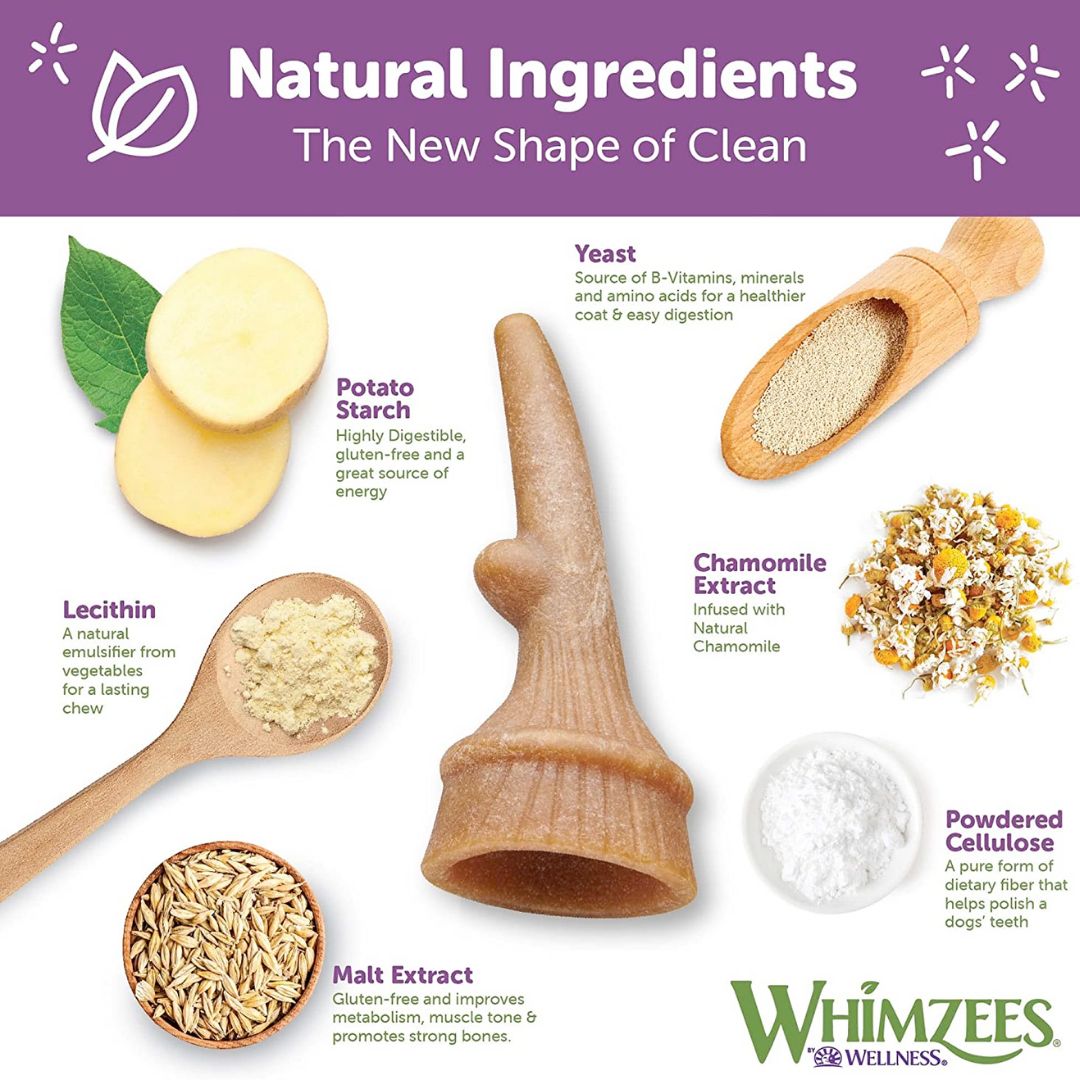 WHIMZEES Occupy Antler Natural Dental Chews for Dogs - Medium (12pc)