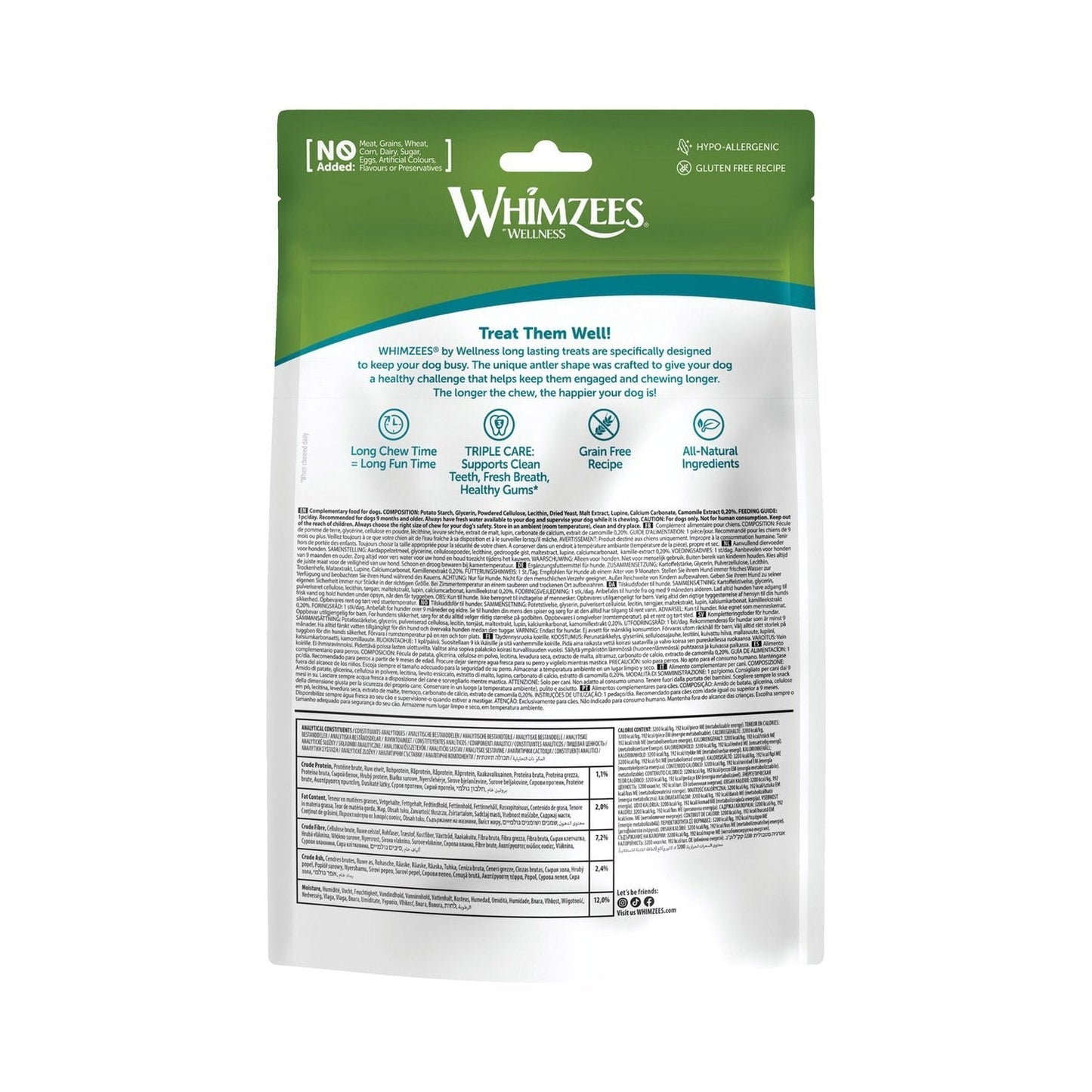 WHIMZEES Occupy Antler Natural Dental Chews for Dogs - Medium (12pc)