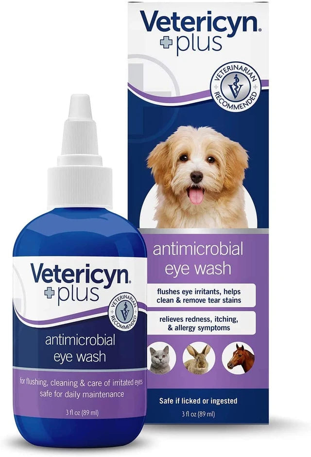 Vetericyn Plus Antimicrobial Eye Wash 3oz Safe & Gentle Eye Care for Pets