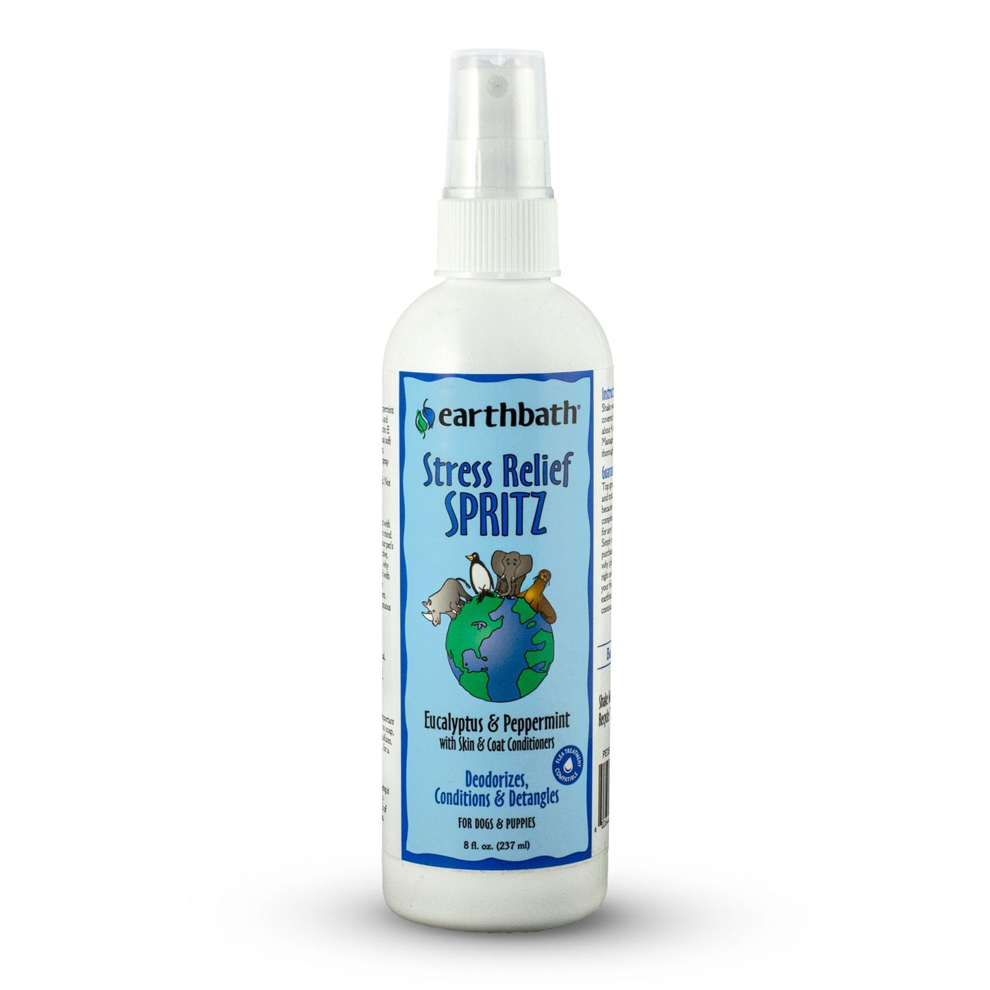 earthbathÂ® Stress Relief Spritz, Eucalyptus &amp; Peppermint with Skin &amp; Coat Conditioners, Made in USA, 8 oz pump spray