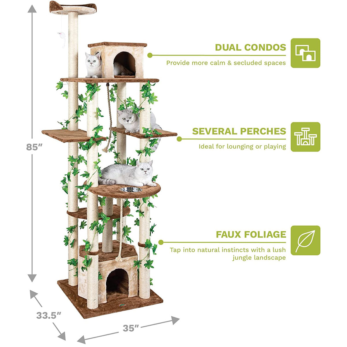 Go Pet Club 85" Forest Cat TreeOverall size : 35"L x 33.5"W x 85"H